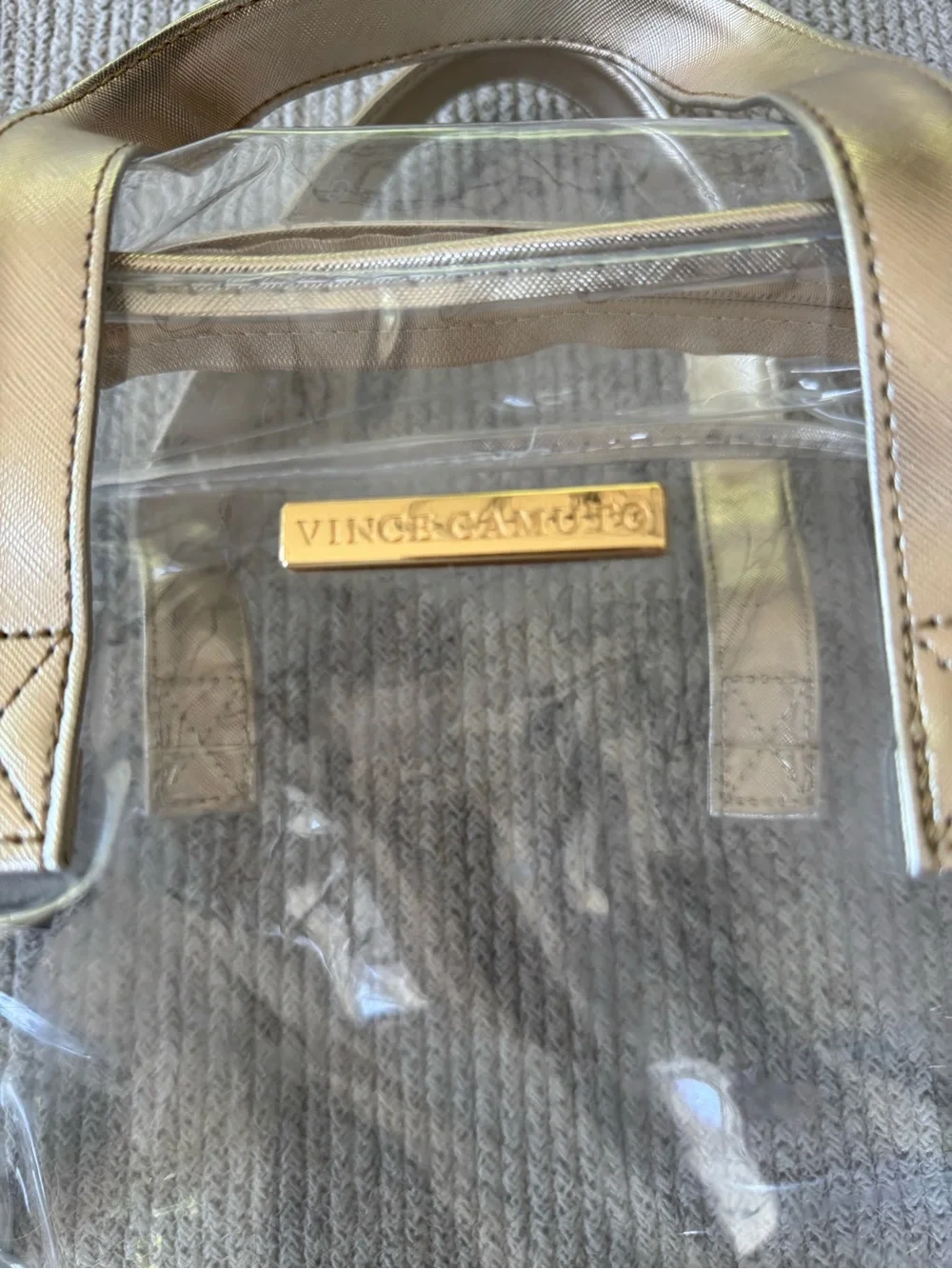 Vince Camuto Clear Bag with Metallic Gold Trim Concerts Festivals